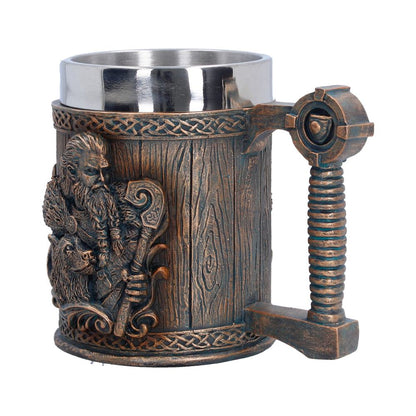 Small Nemesis Now For The Gods tankard, 12cm ceramic mug with intricate mythological design and detailed handle.