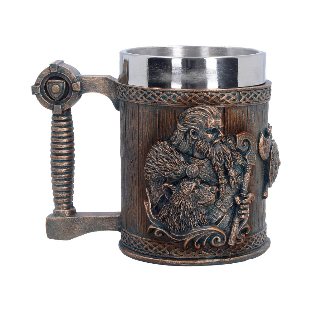 Small Nemesis Now For The Gods Tankard, 12cm ceramic beverage mug with intricate design, perfect for display or daily use.