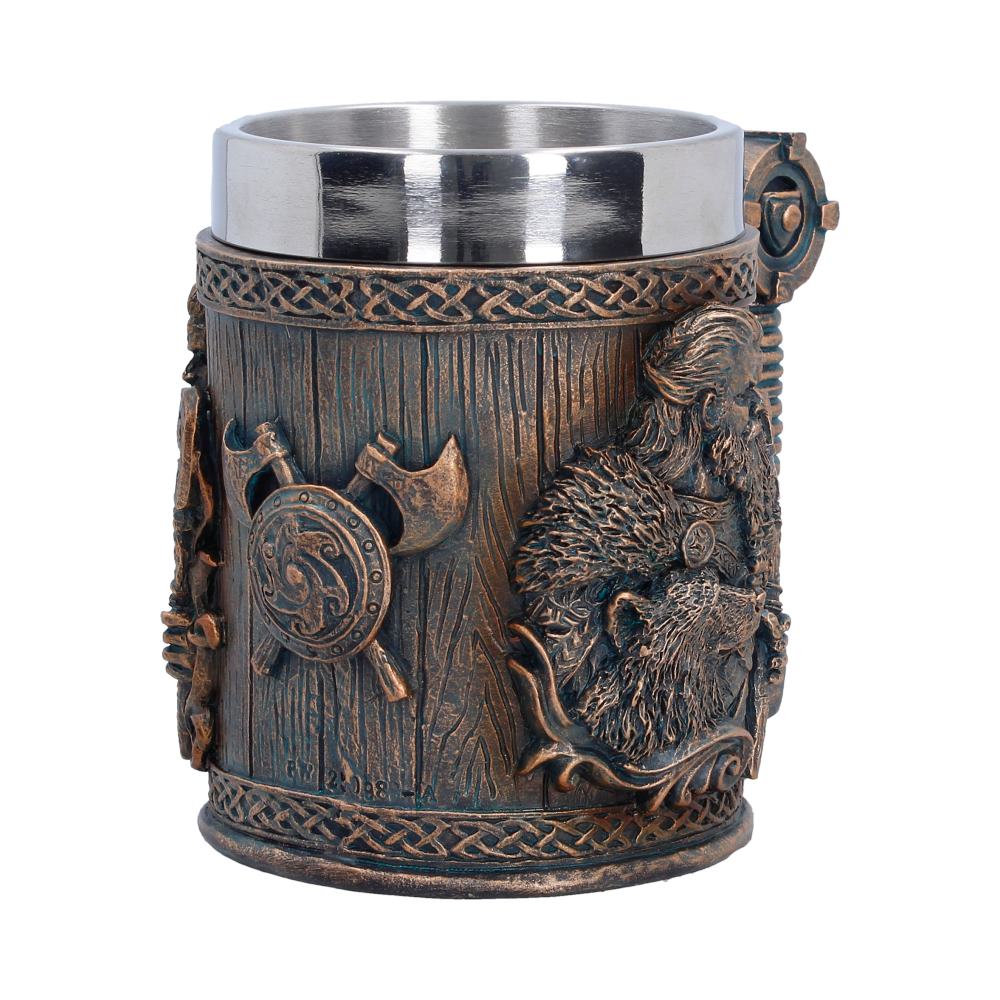 Small Nemesis Now For The Gods tankard, 12cm, with detailed mythical or divine design etched on ceramic surface.