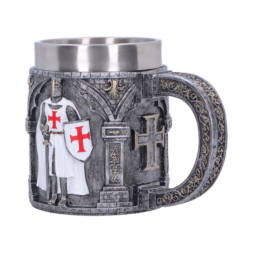 Small medieval white knight tankard by Nemesis Now, 11.9cm tall, featuring knight design on a ceramic drinking vessel.