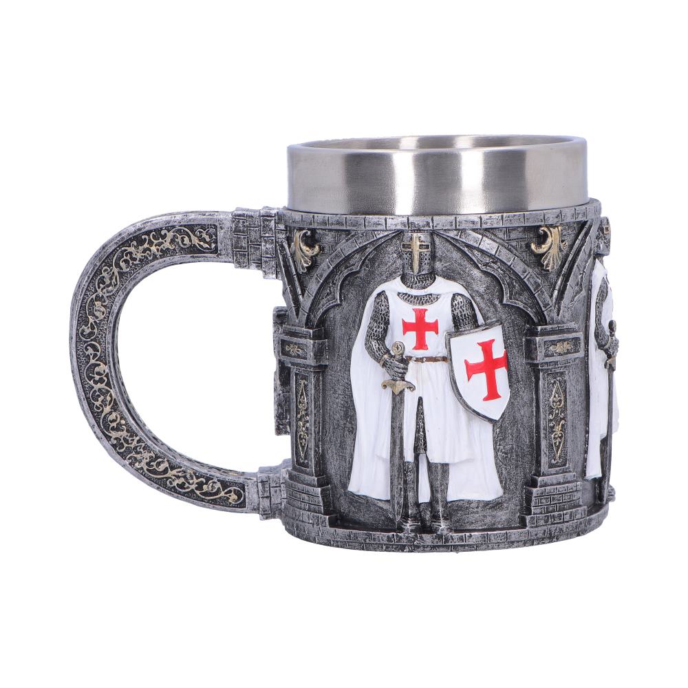 Small medieval white knight tankard by Nemesis Now, 11.9cm tall, featuring intricate knight design on ceramic drinking vessel.