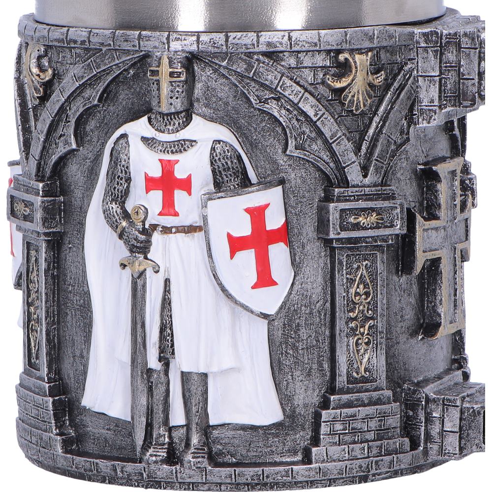 Small medieval white knight tankard by Nemesis Now, 11.9cm tall, featuring detailed knight design in ceramic style.