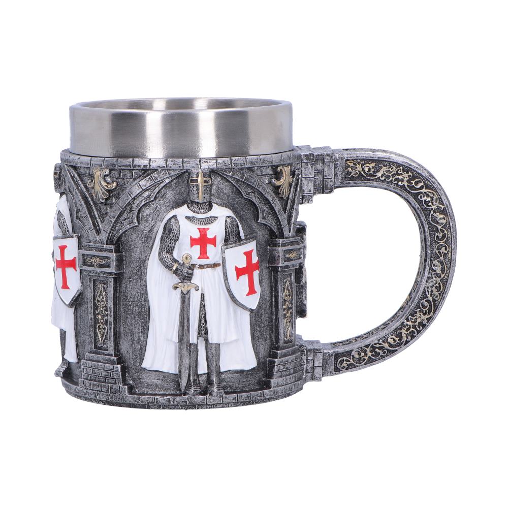 Small medieval white knight tankard by Nemesis Now, measuring 11.9cm, featuring knightly details and a classic ceramic design.